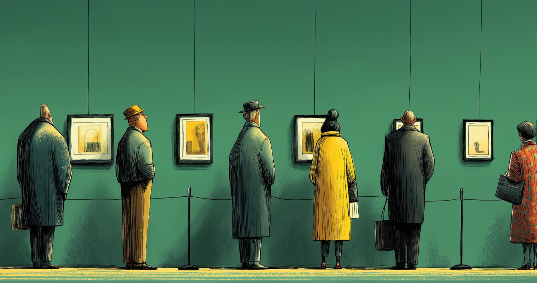 People looking at art